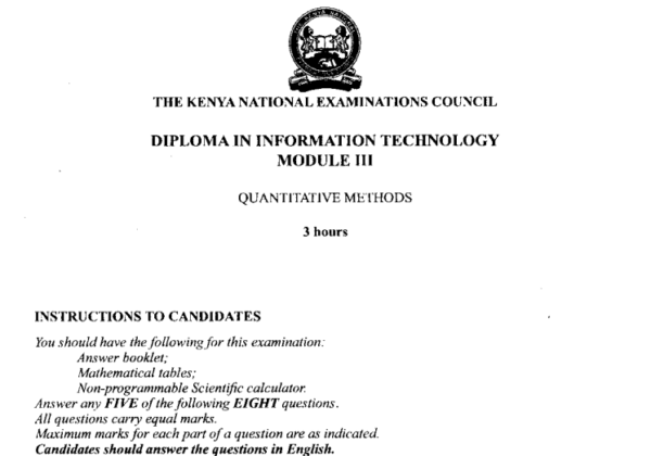 Diploma in building and technology module 1 KNEC past papers