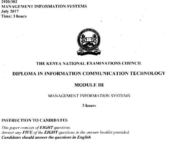 Certificate in ICT module 2 KNEC papers