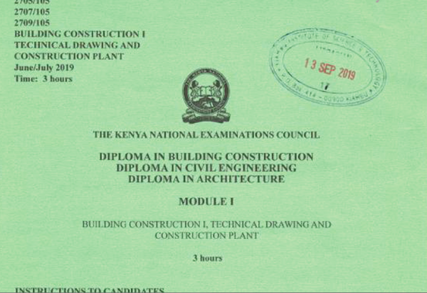Diploma in building and technology module 2 KNEC past papers