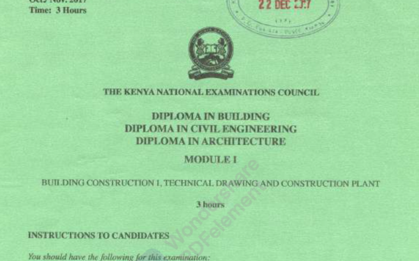Diploma in civil engineering module 1 KNEC past papers
