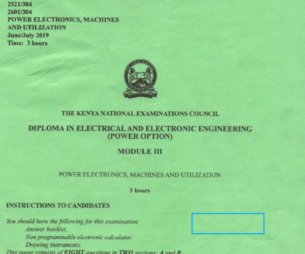 Diploma In Electrical And Electronic Engineering Module 3 KNEC Past Papers