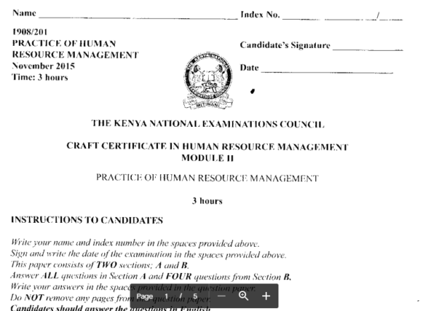 Certificate in human resource management module 2 KNEC past papers