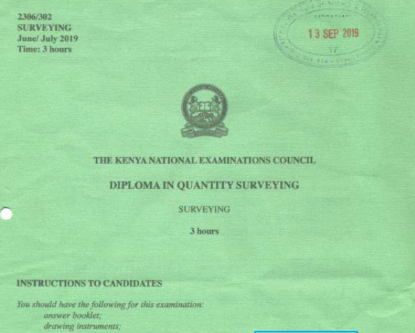 Diploma in Quantity Survey KNEC past papers
