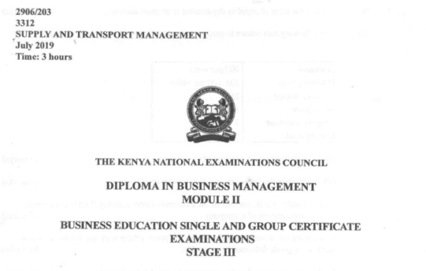 Diploma in business management module 2 KNEC past papers