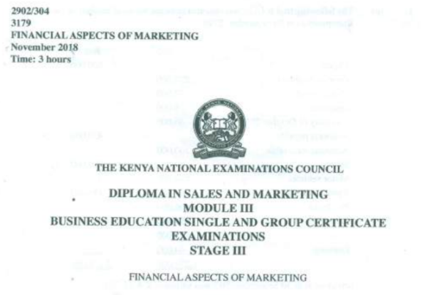 Diploma in sales and marketing module 3 KNEC past papers