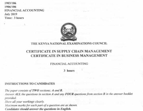 Certificate in business management module 1 KNEC past papers