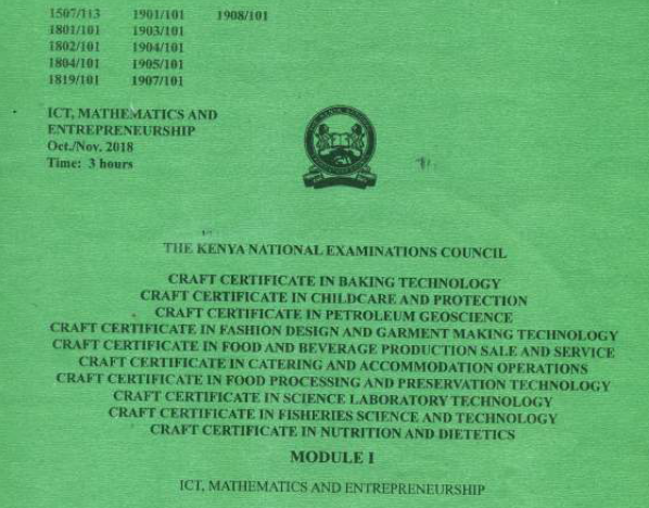Certificate in catering and accommodation module 1 KNEC past papers