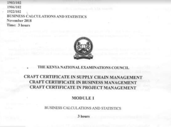 Certificate in project management module 1 KNEC past papers