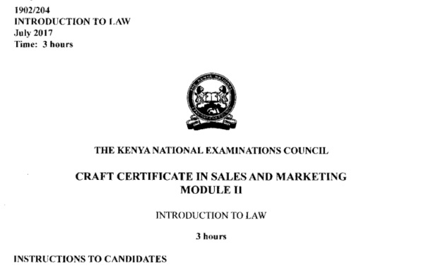 Certificate in sales and marketing module 1 KNEC past papers