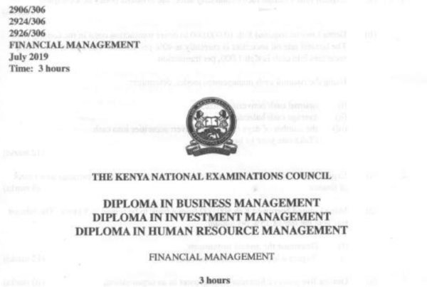 Diploma in business management module 3 KNEC past papers