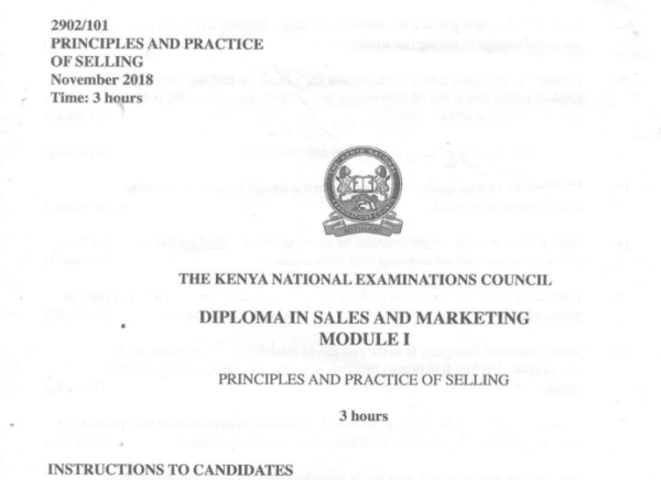 Diploma in sales and marketing module 1 KNEC past papers