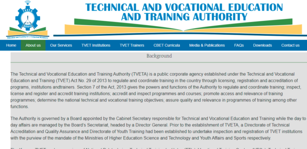 TVETS courses list in Kenya