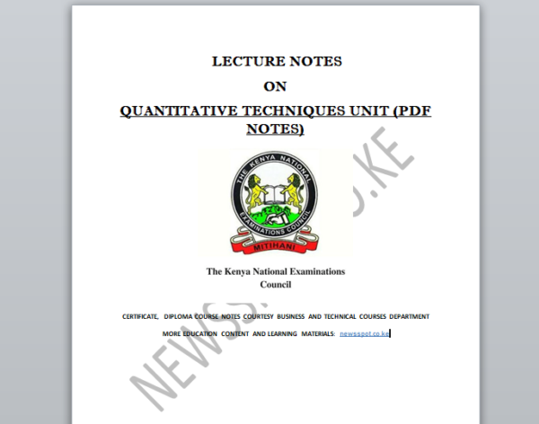 Quantitative techniques notes pdf
