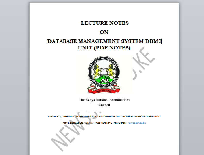dbms notes pdf