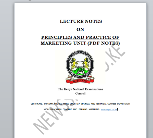 Principles and practice of marketing notes pdf