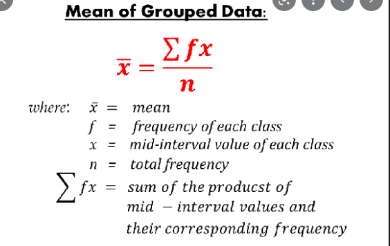 mean formula for grouped data