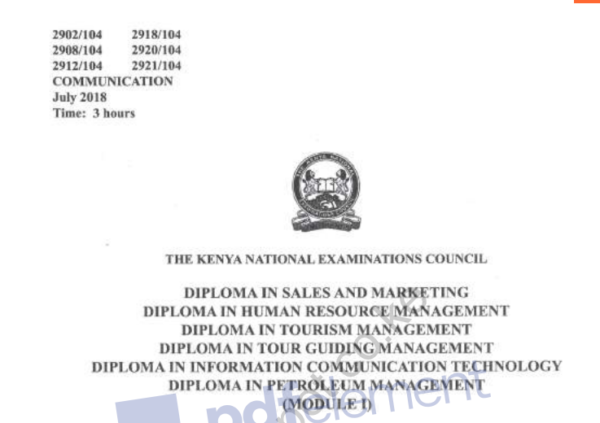 Communication KNEC past papers Diploma