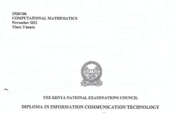 Computational mathematics KNEC past papers pdf