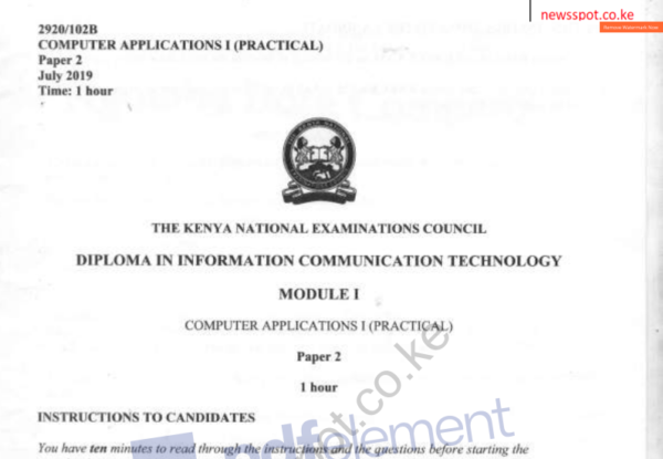 DICT computer application KNEC past papers