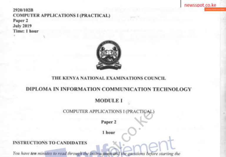 Certificate in food and beverage production module 1 KNEC past papers