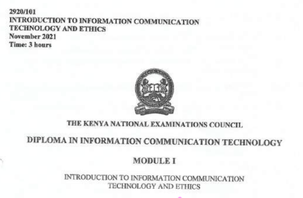 ICT and ethics KNEC past papers DICT