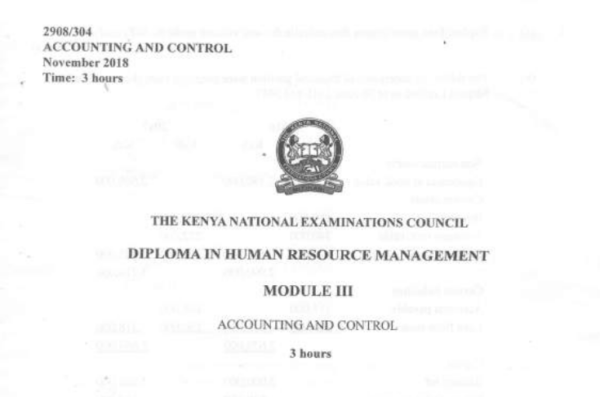 Accounting and control KNEC past papers latest