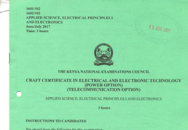 Applied science electrical principles 1 & electronics KNEC past papers