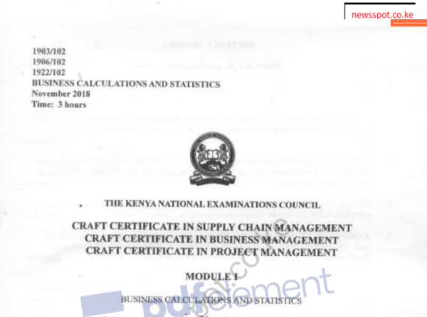 Business calculations & statistics KNEC past papers latest
