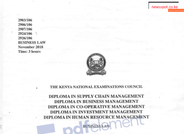 Business law KNEC past papers latest