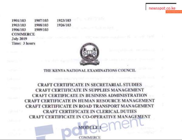 Commerce KNEC past papers latest