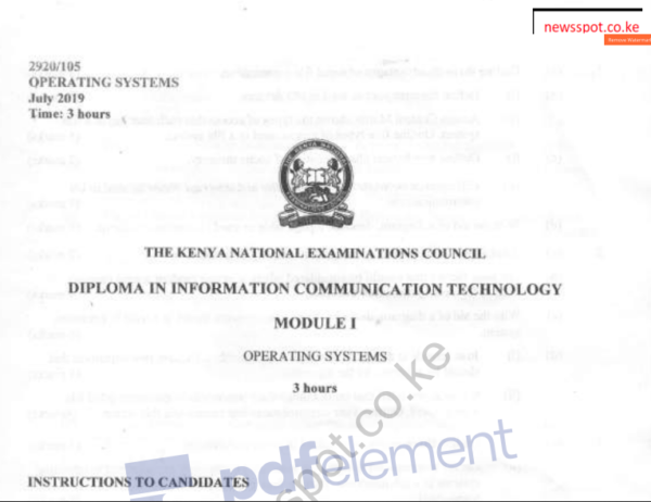 DICT operating system KNEC past papers latest