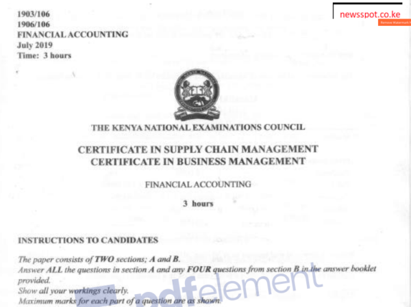 Financial accounting KNEC past papers latest