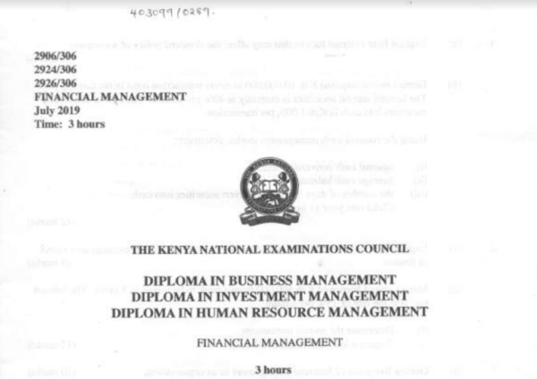Financial management KNEC past papers latest