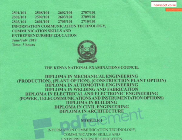 Building construction 1 technical drawing & construction plant KNEC past papers