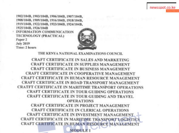 ICT practical certificate module 1 KNEC past papers