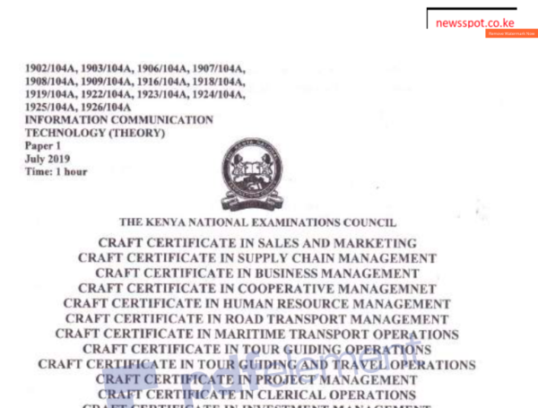 ICT theory certificate module 1 KNEC past papers