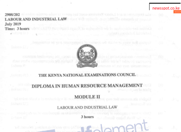 Labour and industrial law KNEC past papers latest