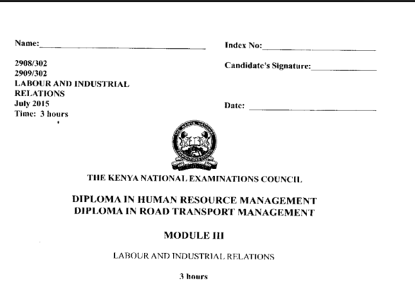 Labour and Industrial relations KNEC past papers latest