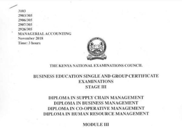 Managerial accounting KNEC past papers latest