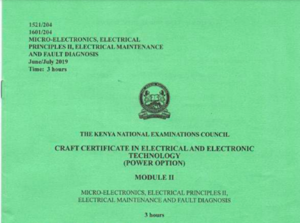 Microelectronics electrical principles 2 electrical maintenance & fault diagnosis KNEC past papers