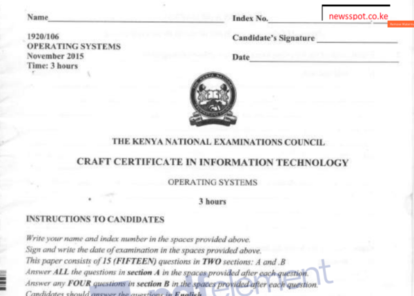 CICT operating system KNEC past papers latest