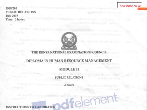 Public relations KNEC past papers latest