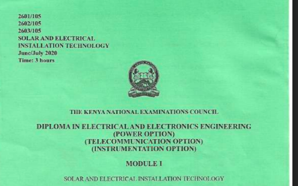 Solar and electrical installation technology KNEC past papers