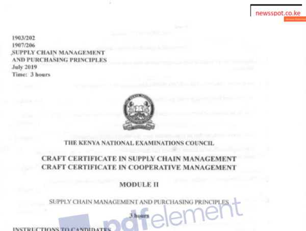 Supply chain management & purchasing principles KNEC past papers