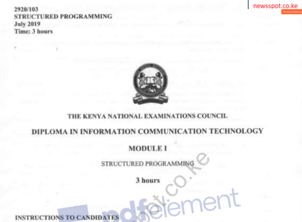 Structured programming KNEC past papers latest