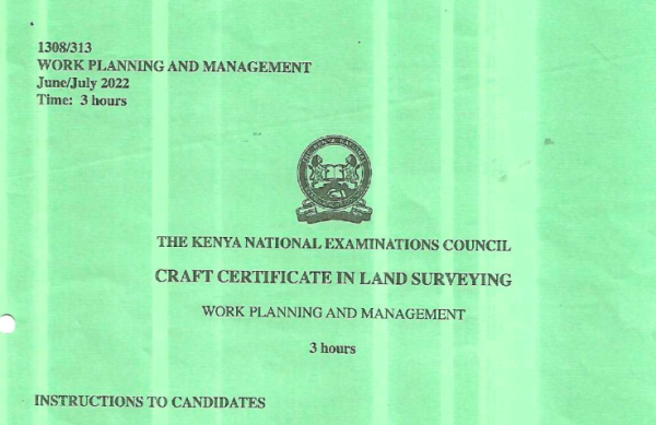 Certificate in land surveying KNEC past papers