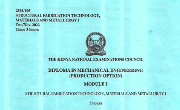 Diploma in mechanical engineering module 2 KNEC past papers