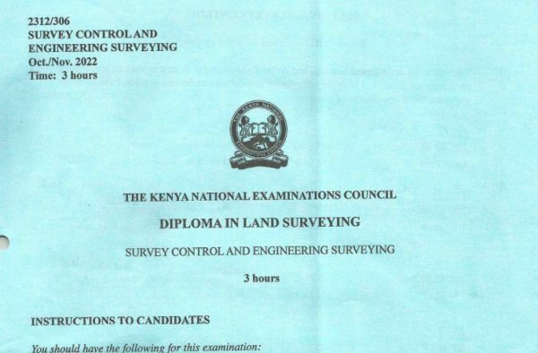 Diploma in land surveying KNEC past papers