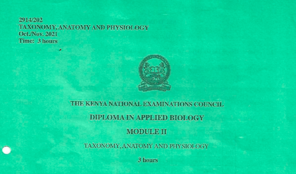 Diploma in applied biology module 1 KNEC past papers