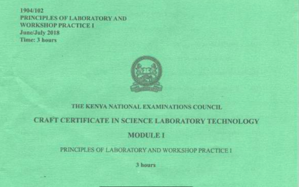 Diploma in science laboratory technology module 1 KNEC past papers